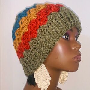 Crochet beautiful colors beanie handmade for adult